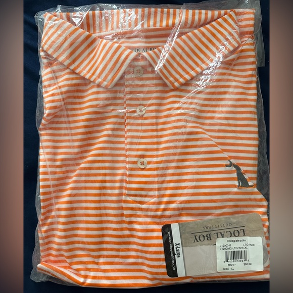 local boy Other - Local Boy Orange and White Striped Polo Shirt new in package xl